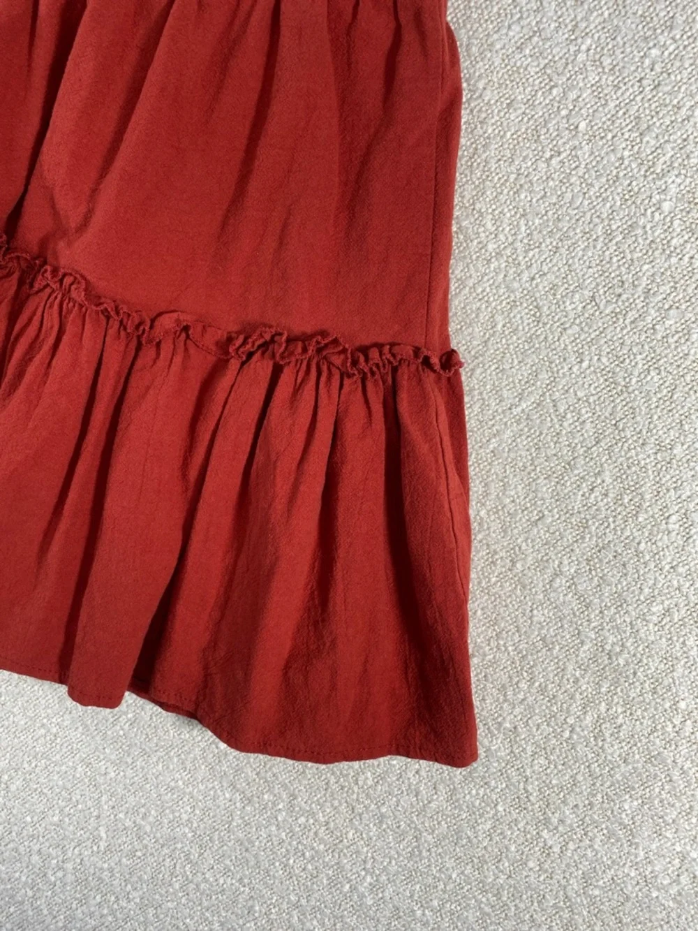 Women’s dark Red Tiered Drawstring Skirt. - Picture 7 of 15